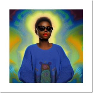 Funky Sweater Girl Sunglasses Posters and Art